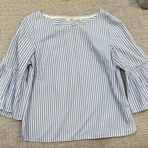 Vineyard Vines Blue and White Striped Blouse with Bell Sleeves